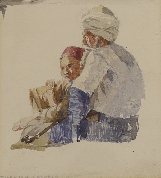 Harry John Johnson R.I. (1826-1884), watercolour, 'Lycian Figure 1844', label verso, 14 x 12.5cm